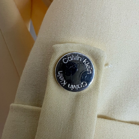🍭 Calvin Klein Open Front Blazer yellow Size S - Picture 7 of 8